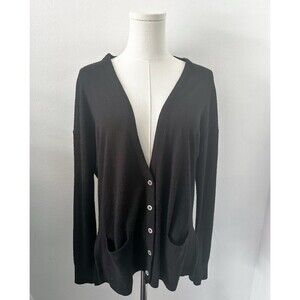 Vince Women’s 100% Cashmere V-Neck Button Up Cardigan Sweater Black - Small
